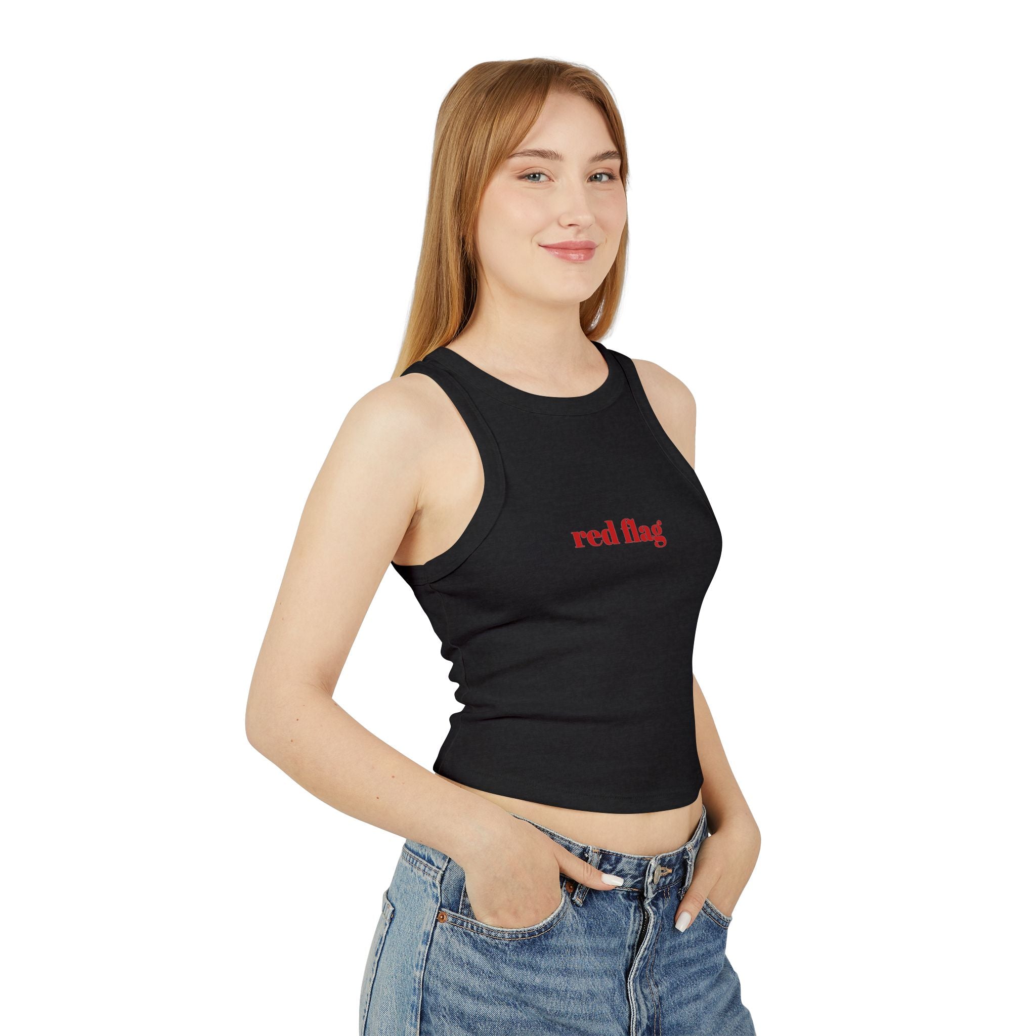 Red Flag Racer Tank Top — Women’s Micro Rib Cropped Tank
