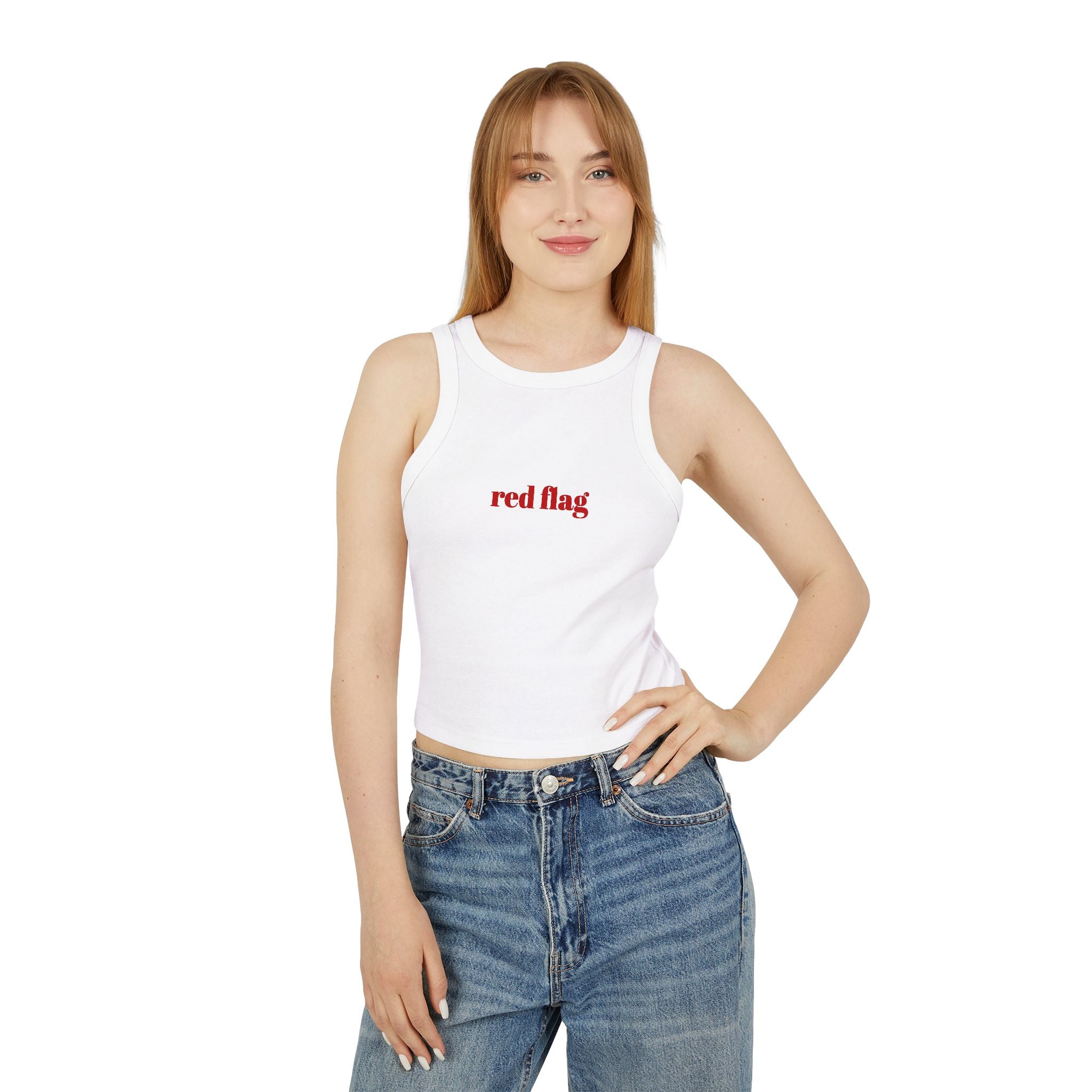 Red Flag Racer Tank Top — Women’s Micro Rib Cropped Tank